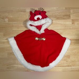4T Red Fleece Reindeer Holiday Poncho